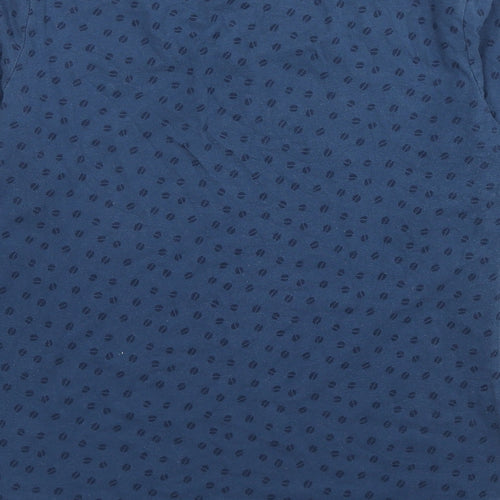 Seasalt Womens Blue Geometric Cotton Basic T-Shirt Size 12 Scoop Neck