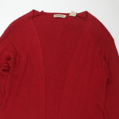 Longpoint Bay Womens Red V-Neck Linen Cardigan Jumper Size M
