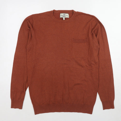 NEXT Mens Brown Crew Neck Polyester Pullover Jumper Size M Long Sleeve