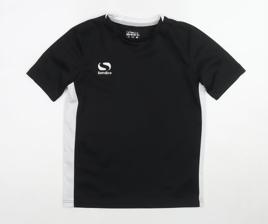 Sondico Boys Black Polyester Basic T-Shirt Size 12 Years Round Neck Pullover