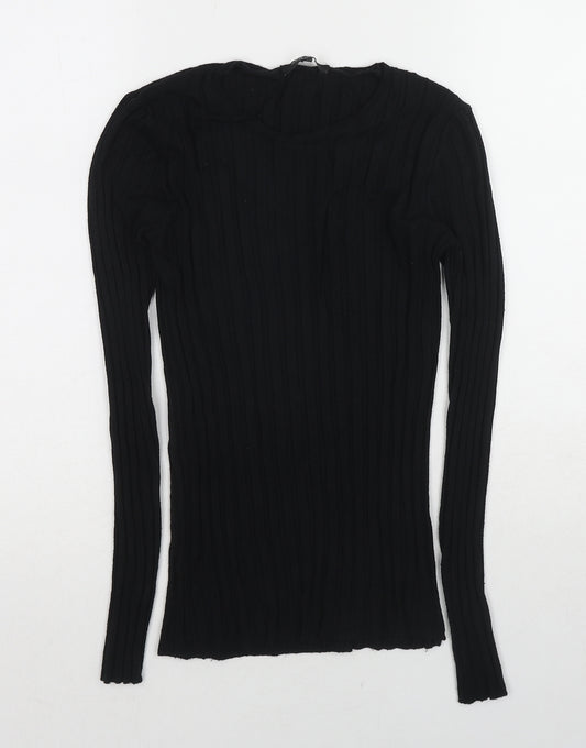 New Look Womens Black Round Neck Viscose Pullover Jumper Size 8