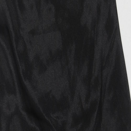 PRETTYLITTLETHING Womens Black Polyester Tank Dress Size 8 V-Neck Zip - Open Back