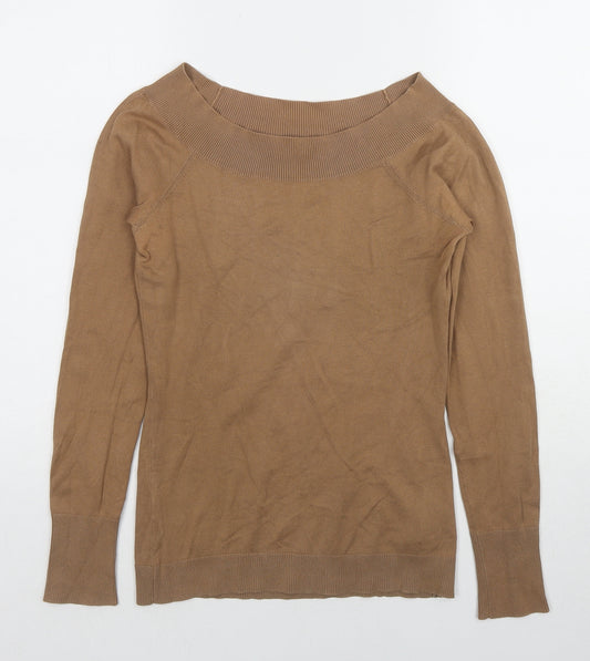 Jacob Womens Brown Boat Neck Cotton Pullover Jumper Size S