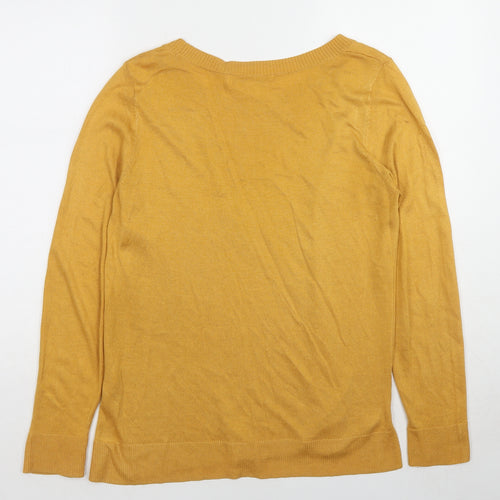 NEXT Womens Yellow Round Neck Polyester Pullover Jumper Size 14