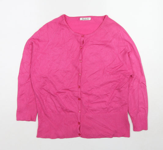 Berkertex Womens Pink Round Neck Viscose Cardigan Jumper Size 14 - Size 14-16