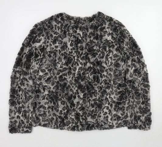 Gerry Weber Womens Black Animal Print Jacket Size 16 Snap - Leopard Print