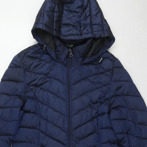 Northen Expo Womens Blue Quilted Coat Size 12 Zip - Size 12-14