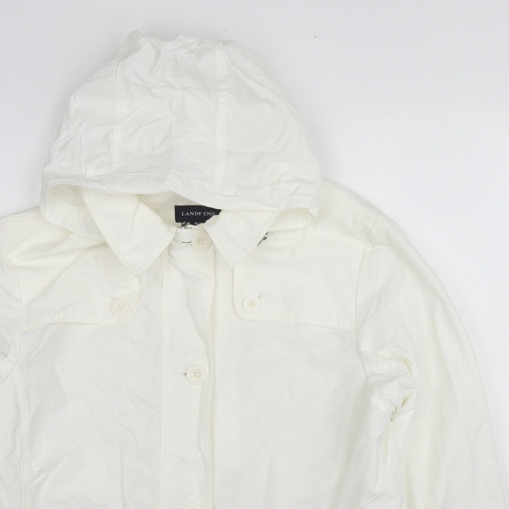 Lands' End Womens White Jacket Size 10 Button - Size 10-12