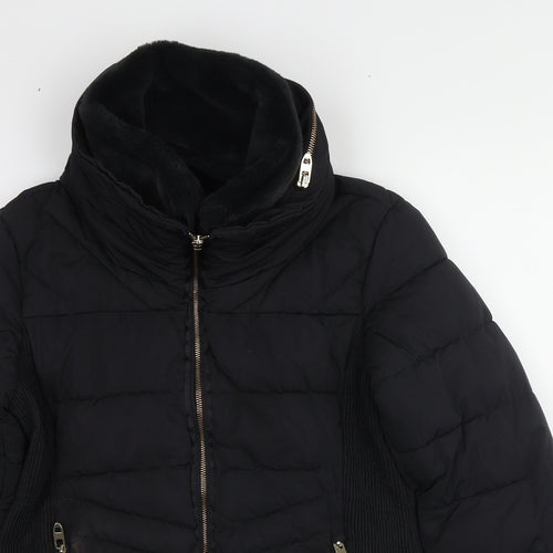 Zara Womens Black Puffer Jacket Jacket Size L Zip