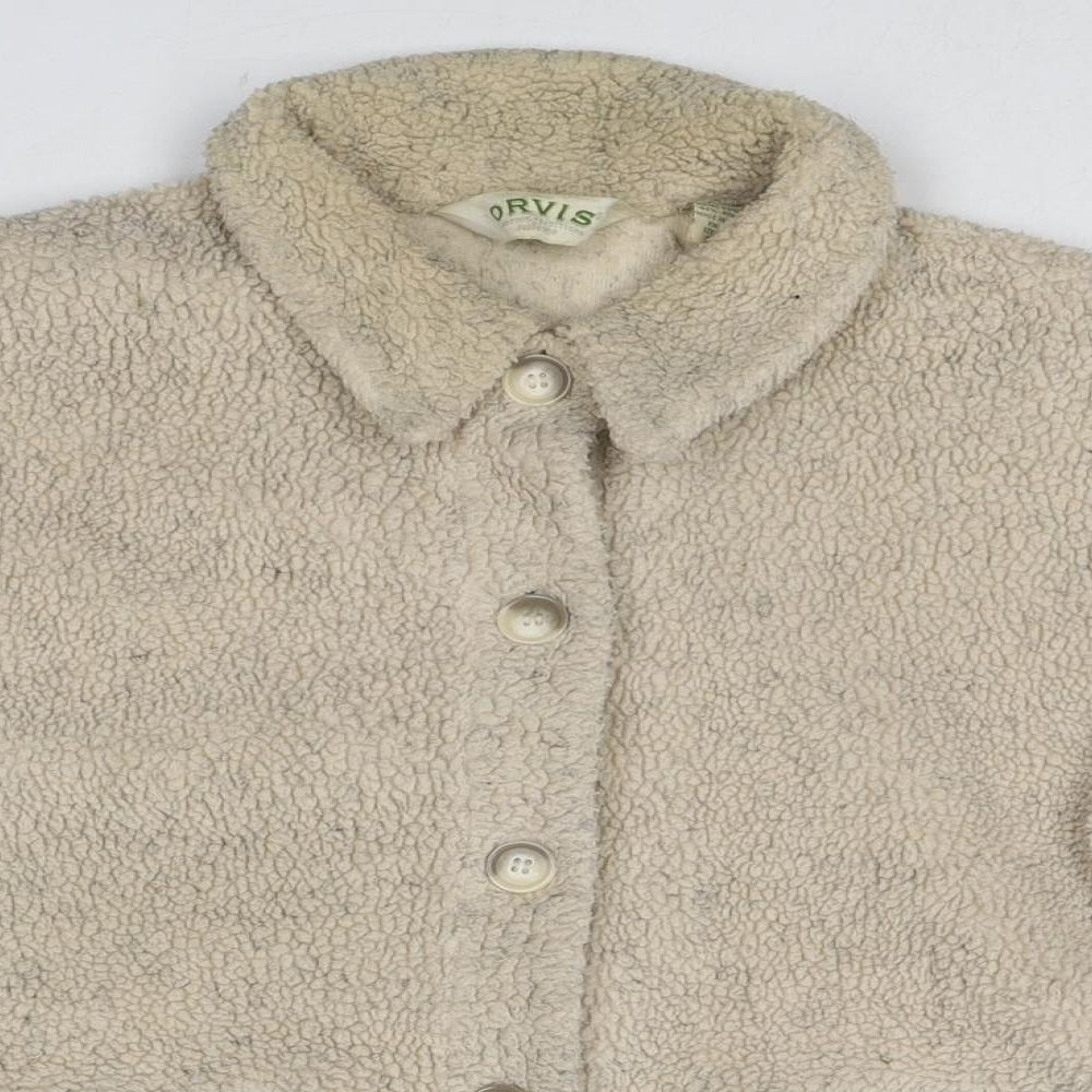 Orvis Womens Beige Jacket Size M Button - Teddy Bear Style