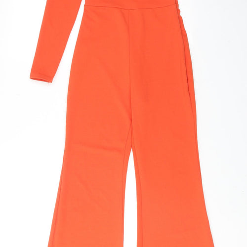 Club London Womens Orange Polyester Jumpsuit One-Piece Size 8 Zip