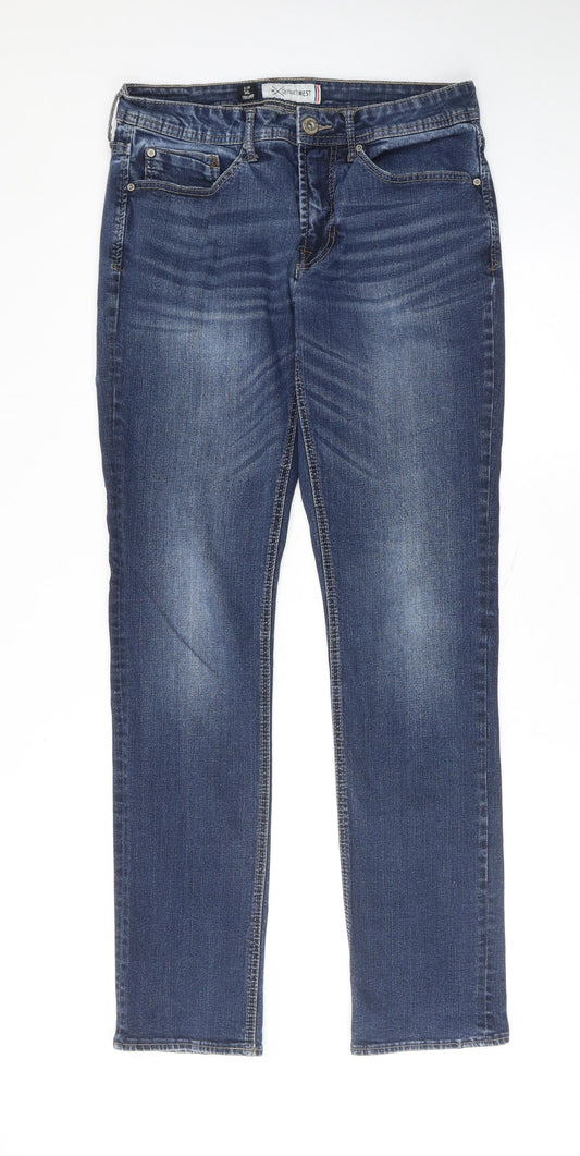 Departwest Mens Blue Cotton Straight Jeans Size 31 in L34 in Regular Zip