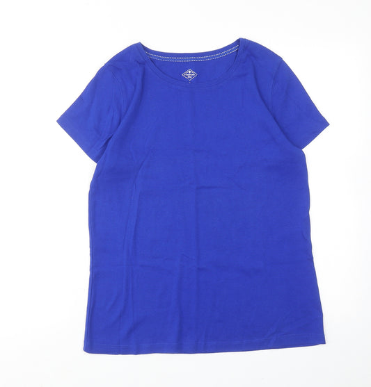 St. John's Bay Womens Blue Cotton Basic T-Shirt Size M Boat Neck