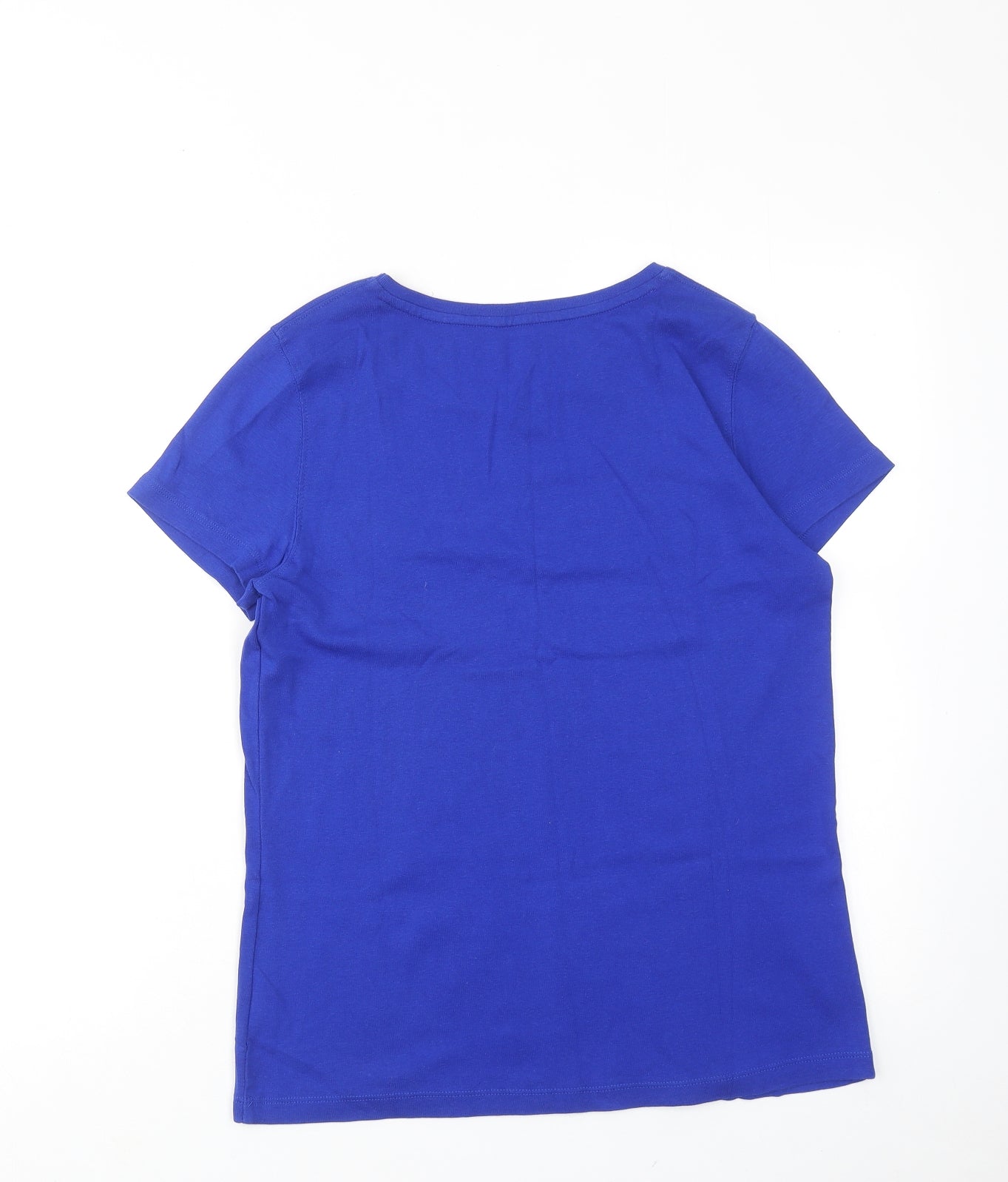 St. John's Bay Womens Blue Cotton Basic T-Shirt Size M Boat Neck
