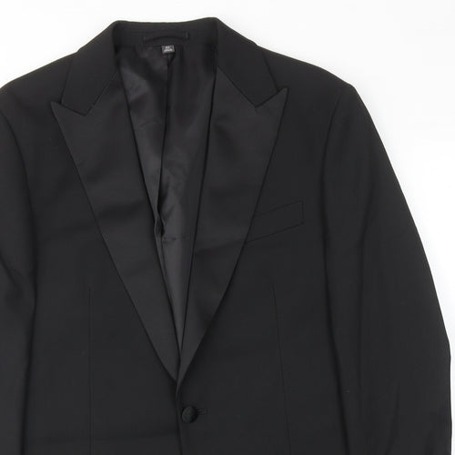 Marks and Spencer Mens Black Polyester Tuxedo Suit Jacket Size 40 Regular