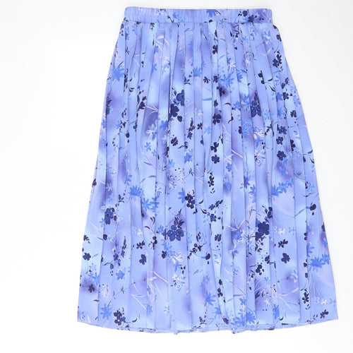 Debenhams Womens Blue Floral Polyester Pleated Skirt Size 12