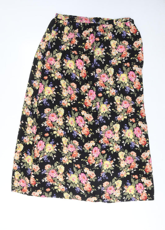 New Look Womens Multicoloured Floral Viscose A-Line Skirt Size 14 Zip