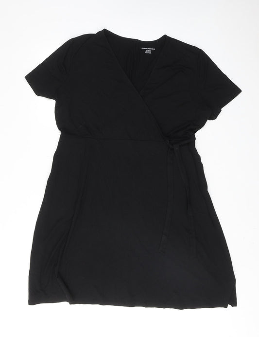 Amazon Womens Black Viscose T-Shirt Dress Size XL V-Neck Pullover