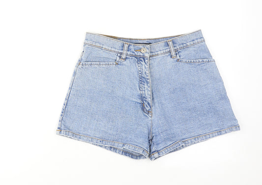 Peter Golding Womens Blue Cotton Mom Shorts Size 10 Regular Zip