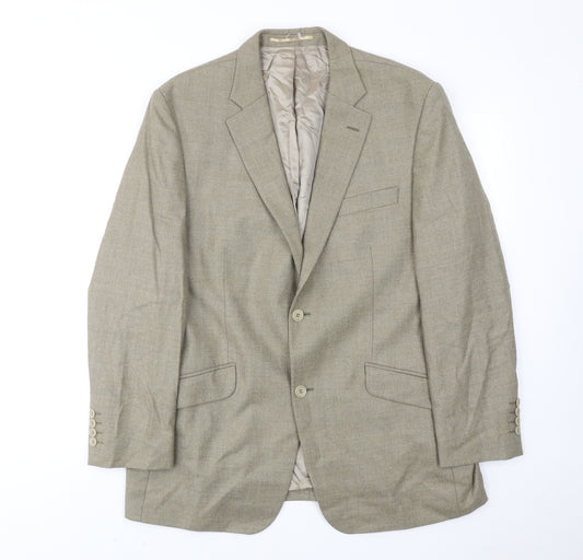 Hugo James Mens Beige Wool Jacket Suit Jacket Size 42 Regular