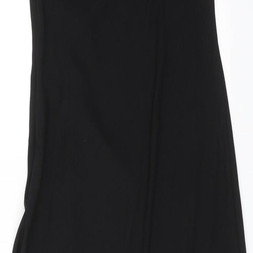 Zara Womens Black Polyester Slip Dress Size XL Cowl Neck Button