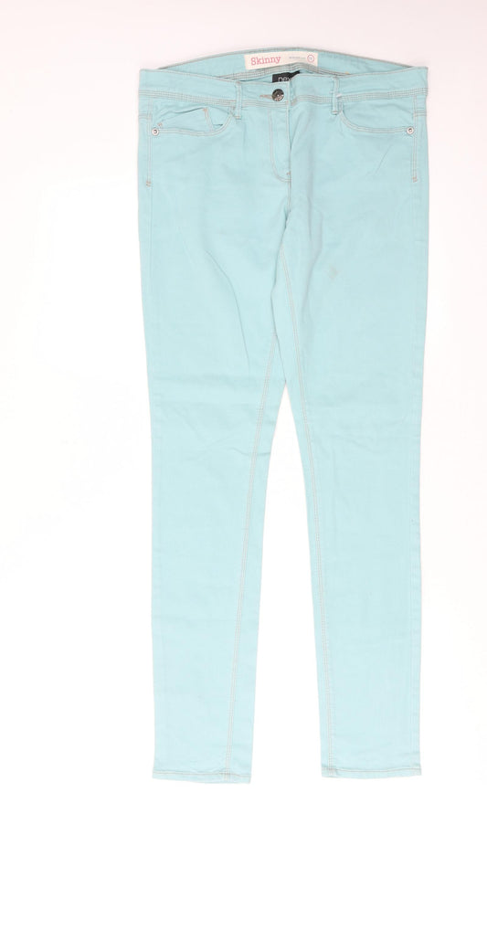 NEXT Womens Blue Cotton Skinny Jeans Size 12 Regular Zip