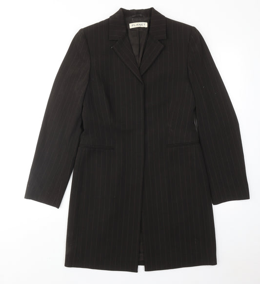 Planet Womens Brown Striped Jacket Blazer Size 8 Button - Longline