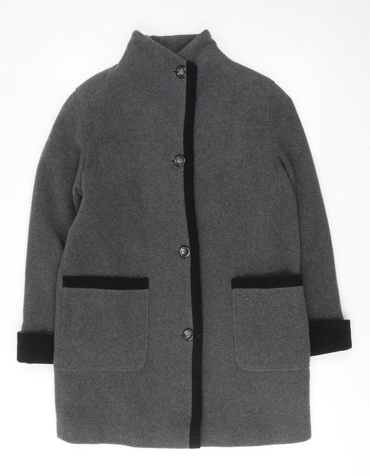 Essentials Womens Grey Overcoat Coat Size 12 Button