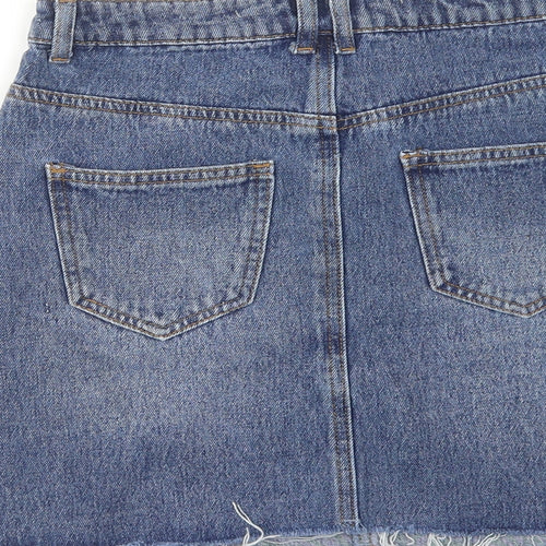 Denim & Co. Womens Blue Cotton A-Line Skirt Size 8 Zip