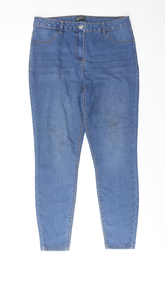 Papaya Womens Blue Cotton Skinny Jeans Size 12 Regular Zip