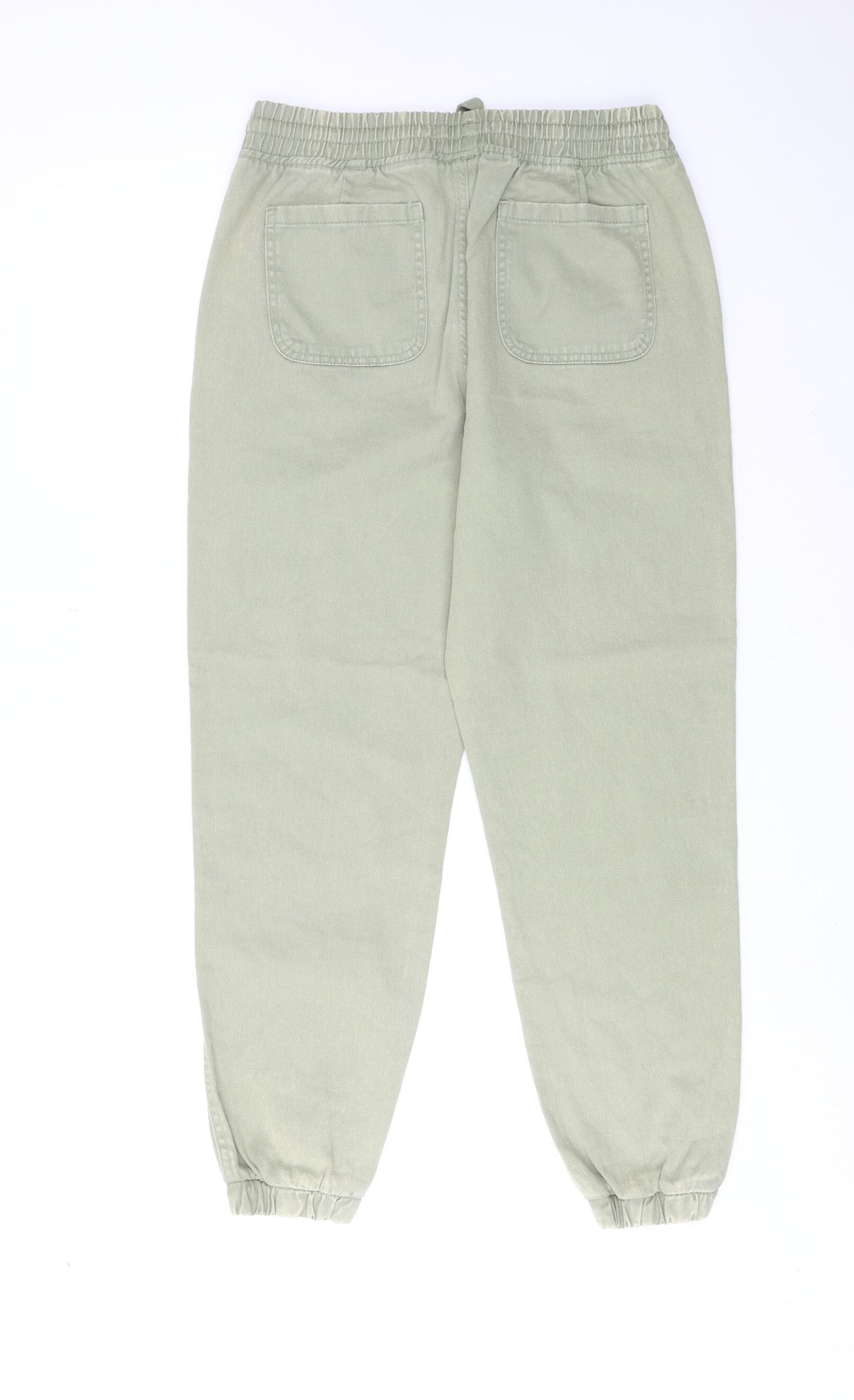 TU Womens Green Cotton Tapered Jeans Size 12 Regular Drawstring