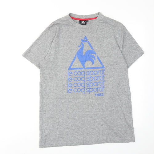 le coq sportif Mens Grey Cotton T-Shirt Size S Round Neck