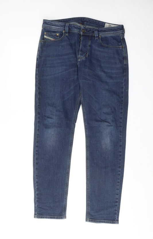 Diesel Mens Blue Cotton Straight Jeans Size 32 in L32 in Regular Button