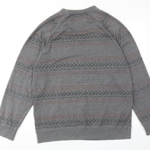 VANS Mens Grey Geometric Cotton Pullover Sweatshirt Size M