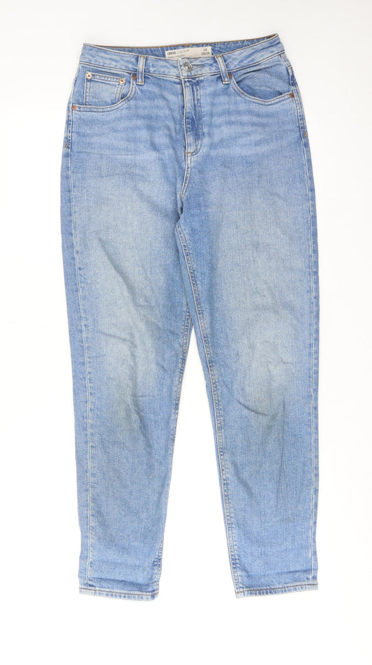 ASOS Womens Blue Cotton Mom Jeans Size 28 in L28 in Regular Zip