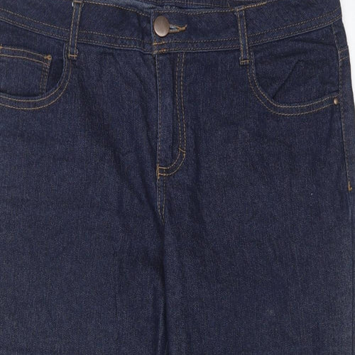 Dorothy Perkins Womens Blue Cotton Skimmer Shorts Size 12 Regular Zip