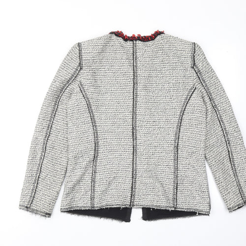 Zara Womens Grey Geometric Jacket Size XL Hook & Eye