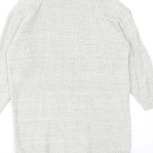 Bershka Womens Grey Round Neck Cotton Pullover Jumper Size XS
