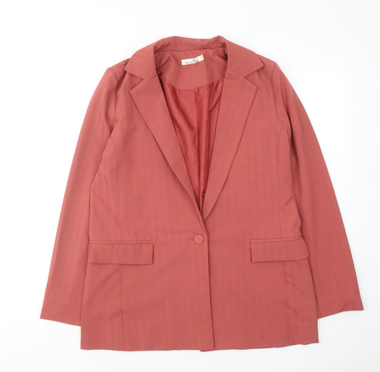 Cerise Blue Womens Pink Polyester Jacket Suit Jacket Size L