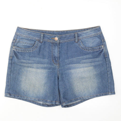 George Womens Blue Cotton Mom Shorts Size 14 Regular Zip