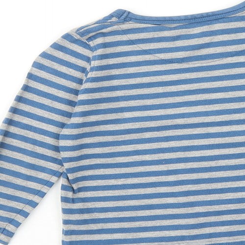 John Lewis Boys Blue Striped Cotton Pullover T-Shirt Size 2 Years Crew Neck Pullover