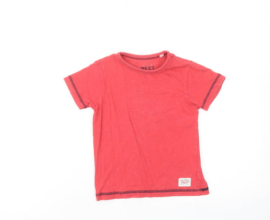 NEXT Boys Red Cotton Basic T-Shirt Size 2 Years Crew Neck