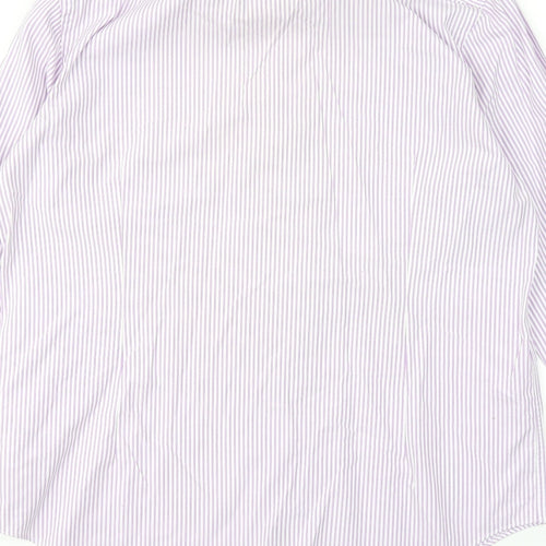 Debenhams Mens Purple Striped Cotton Button-Up Size 15.5 Collared Button