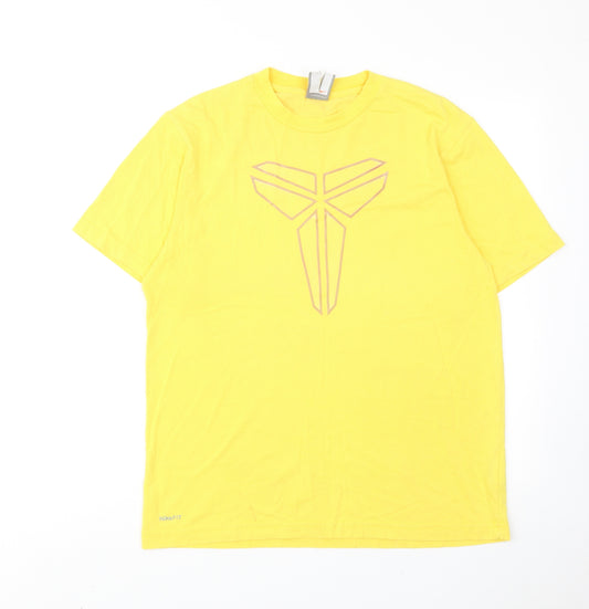 Nike Mens Yellow Cotton T-Shirt Size S Round Neck - Kobe