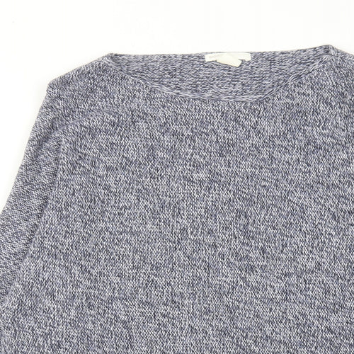 H&M Womens Blue Boat Neck Acrylic Pullover Jumper Size M