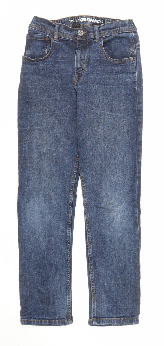 F&F Boys Blue Cotton Straight Jeans Size 10-11 Years Regular Zip