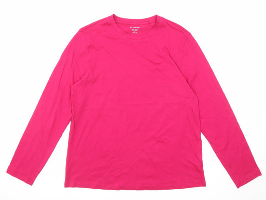 Marks and Spencer Womens Pink Cotton Basic T-Shirt Size 12 Crew Neck
