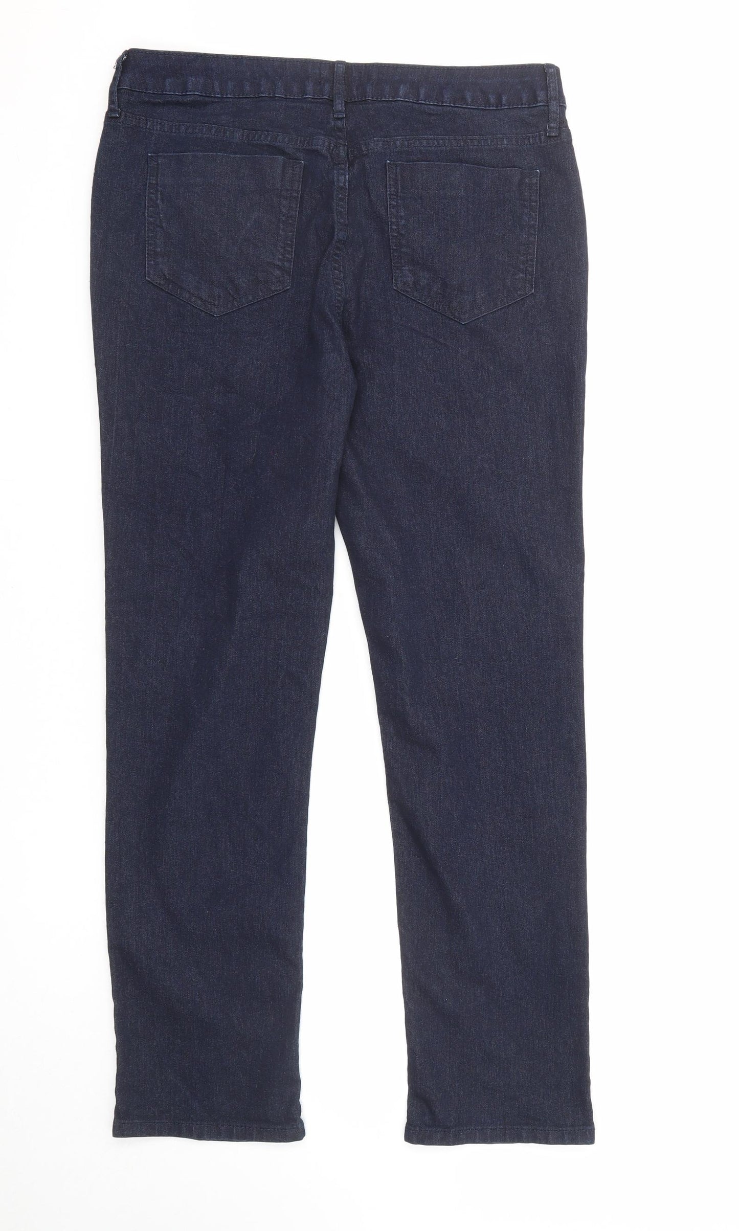 F&F Womens Blue Cotton Straight Jeans Size 12 Regular Zip