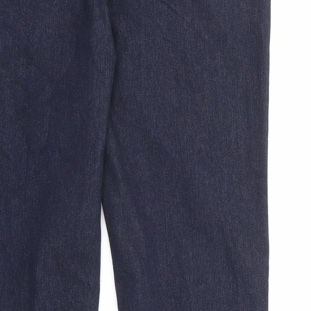 F&F Womens Blue Cotton Straight Jeans Size 12 Regular Zip