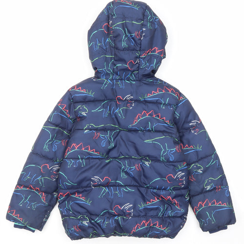Marks and Spencer Boys Blue Geometric Puffer Jacket Jacket Size 3-4 Years Zip - Dinosaurs